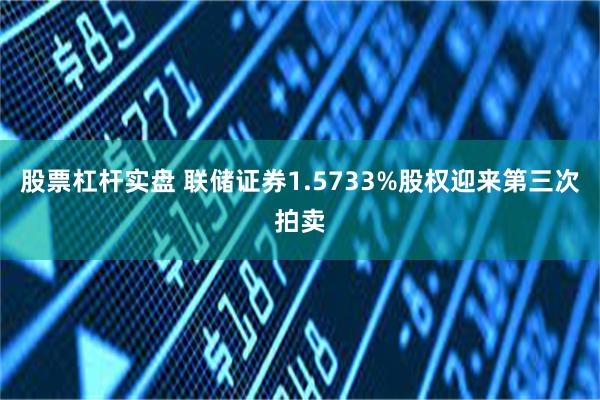 股票杠杆实盘 联储证券1.5733%股权迎来第三次拍卖