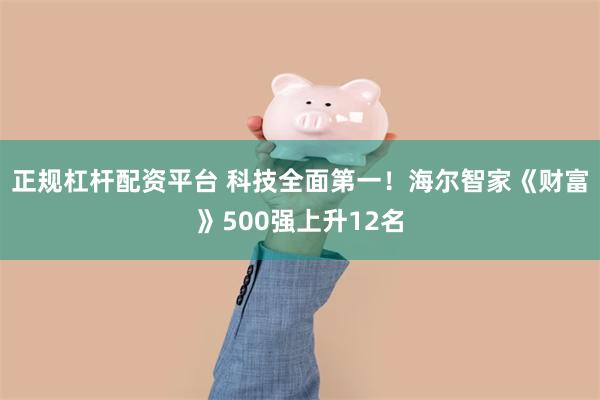 正规杠杆配资平台 科技全面第一！海尔智家《财富》500强上升12名