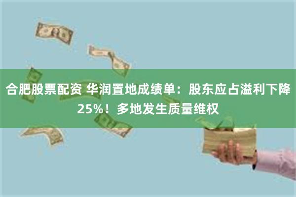 合肥股票配资 华润置地成绩单：股东应占溢利下降25%！多地发生质量维权